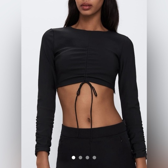ZARA Black Tech Crop Top. Size S. Worn once. - Picture 1 of 4